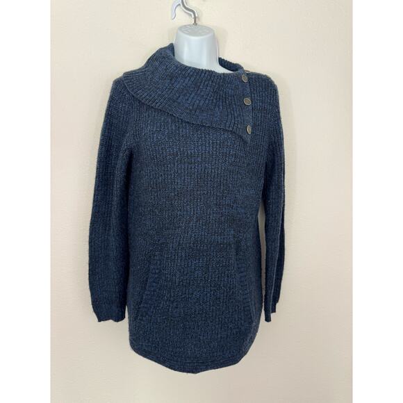 Style & Co Navy Knit Button Collar Sweater Size Small - Picture 1 of 6
